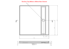 Load image into Gallery viewer, Tile Over Tray 900 x 900 Rear Outlet Channel Tile Grate